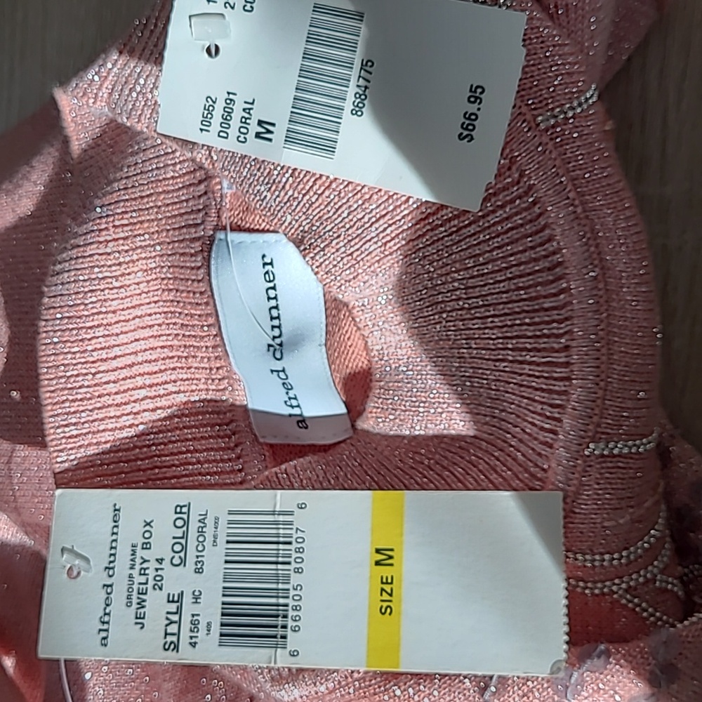 Alfred Dunner Sequined Mock Neck Sweater in Metallic Light Coral - Picture 5 of 5